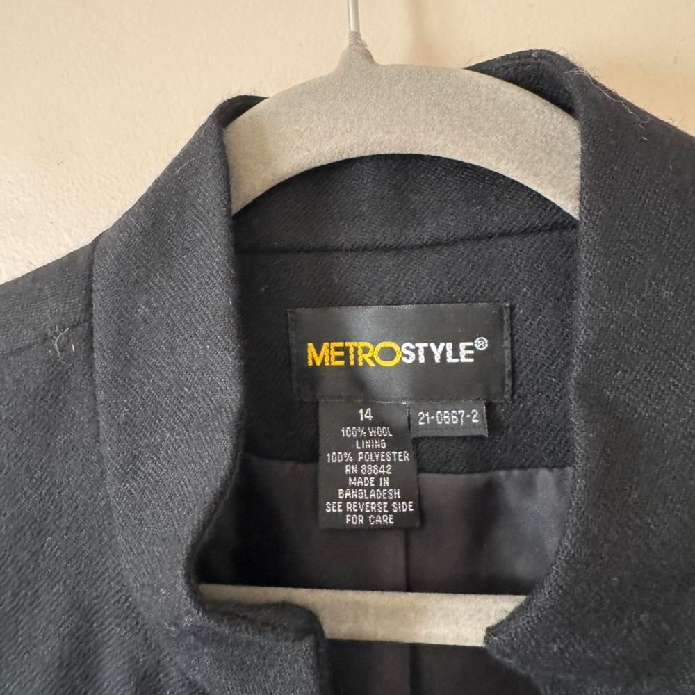 Black 100% Wool Jacket Button Chore Coat Blazer - Picture 3 of 7